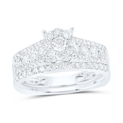 14K White Gold Round Diamond Bridal Set Ring with 1.00Tw Round Diamonds - Miral Jewelry