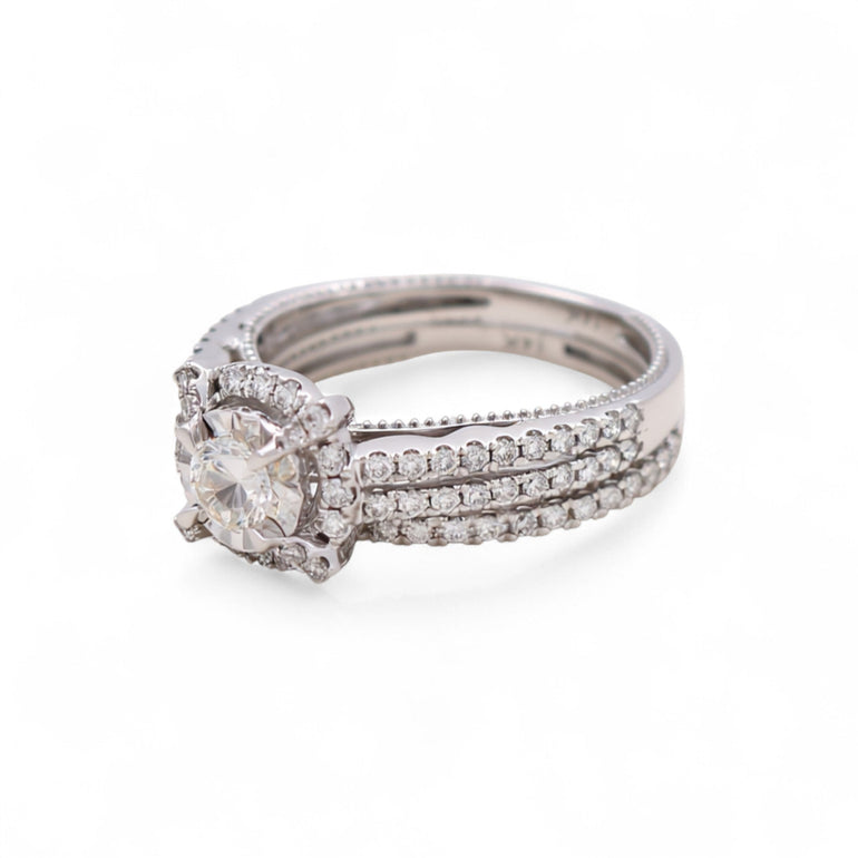14K White Gold Round Diamond Bridal with 1.05Tw Round Diamonds - Miral Jewelry