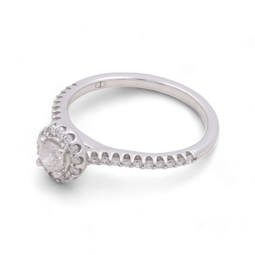 14K White Gold Round Diamond Halo Engagement Ring – view 2
