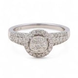 14K White Gold Round Diamond Engagement Ring with 0.75Tw Round Diamonds - Miral Jewelry