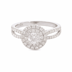 14K White Gold Round Diamond Engagement Ring with 0.94Tw Round Diamonds - Miral Jewelry
