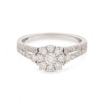 14K White Gold Round Diamond Engagement Ring with 1.40Tw Round Diamonds - Miral Jewelry