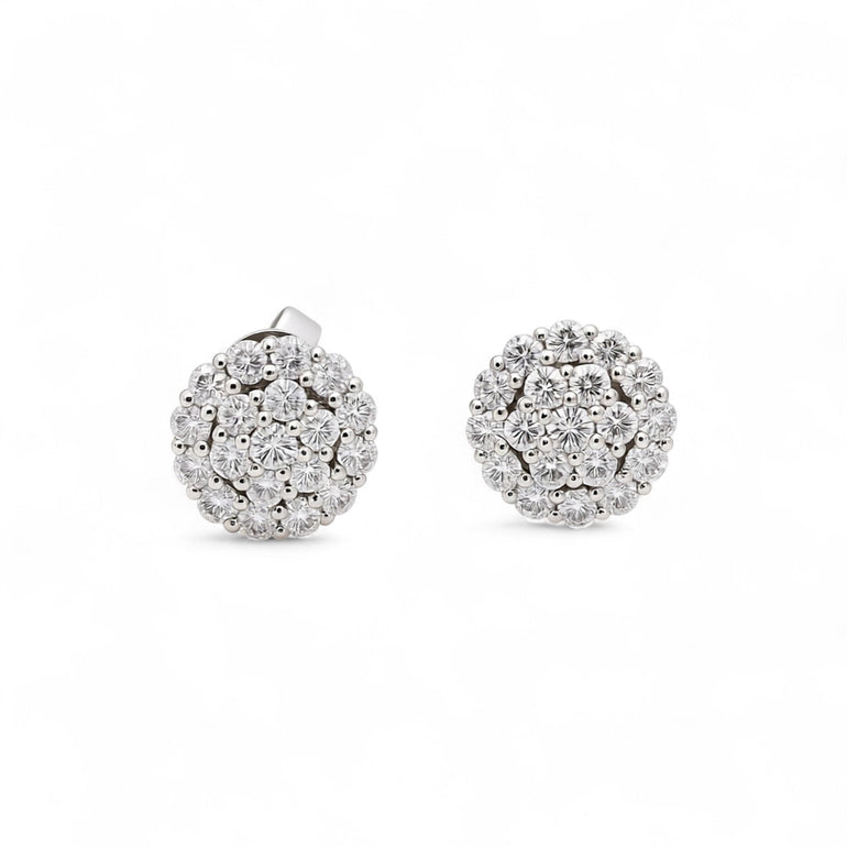 14K White Gold Round Earrings with 1.10Tw Round Lab Grown Diamond - Miral Jewelry
