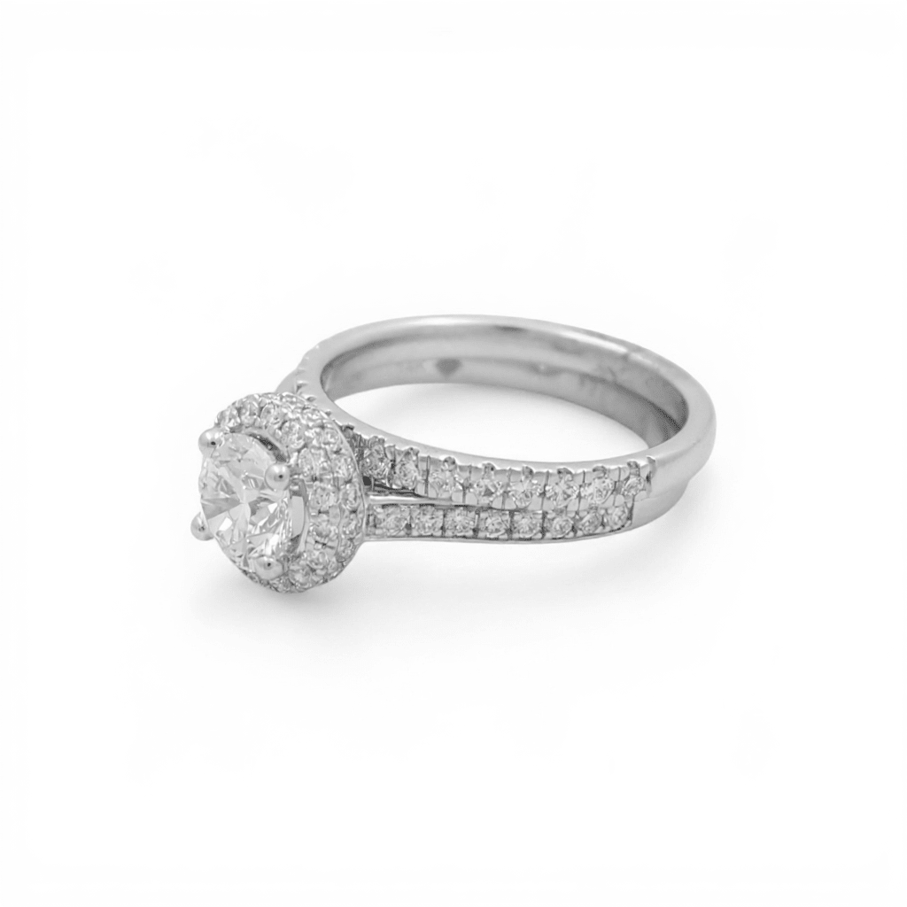 14K White Gold Round Rings with 1.00Tw Round Lab Diamonds and 0.75Tw Round Lab Grown Diamonds - Miral Jewelry