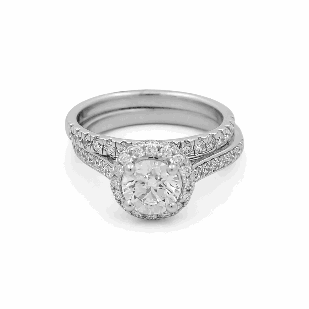 14K White Gold Round Rings with 1.00Tw Round Lab Diamonds and 0.75Tw Round Lab Grown Diamonds - Miral Jewelry