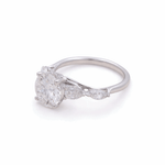 14K White Gold Round Rings with 2.00Tw Round Lab Diamonds and 0.50Tw Pear Lab Grown Diamonds - Miral Jewelry