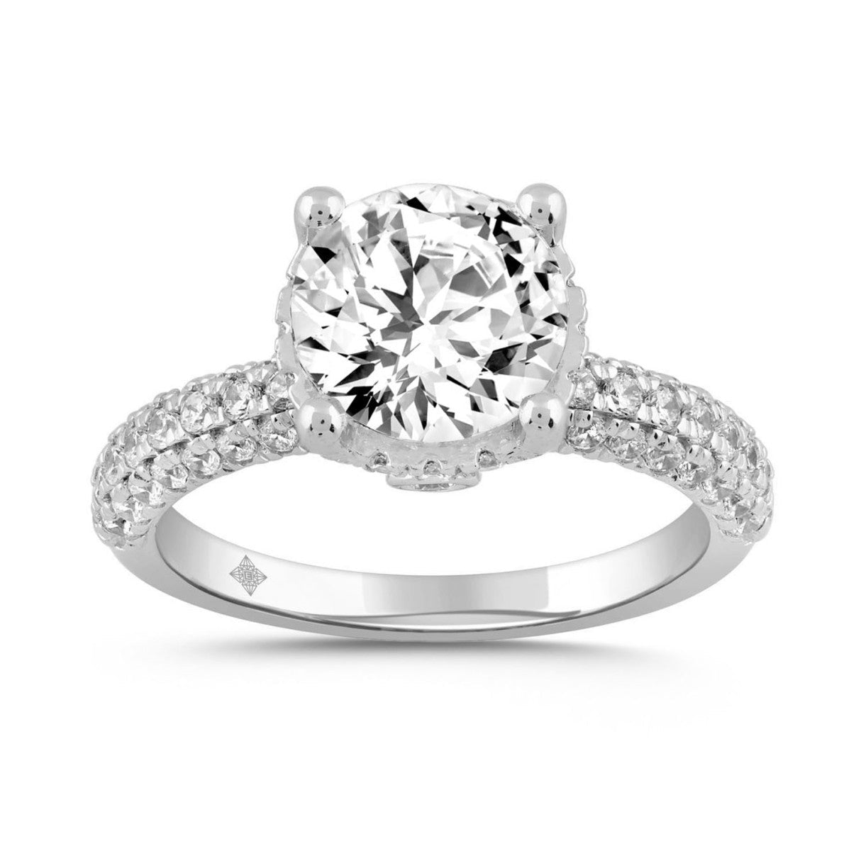 14K White Gold Round Rings with 2.00Tw Round Lab Diamonds and 0.75Tw Round Lab Grown Diamonds - Miral Jewelry