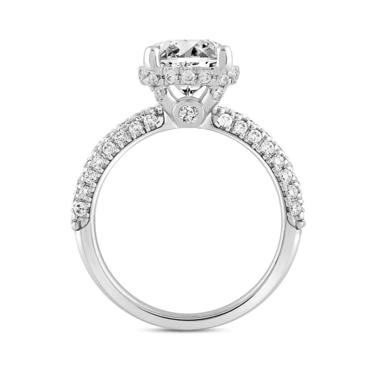 14K White Gold Round Rings with 2.00Tw Round Lab Diamonds and 0.75Tw Round Lab Grown Diamonds - Miral Jewelry