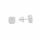 14K White Gold Round Stud Diamond Earrings with 0.59Tw Round Diamonds - Miral Jewelry