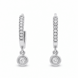 14K White Gold Small Hoop Diamond Earrings with 0.14Tw Round Diamonds - Miral Jewelry