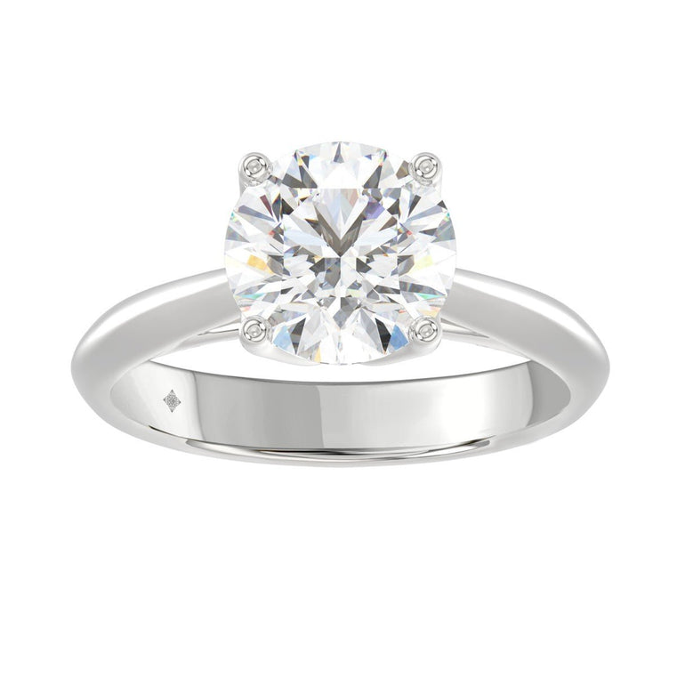 14K White Gold Solitaire Rings with 2.50Tw of Lab Grown Diamond - Miral Jewelry