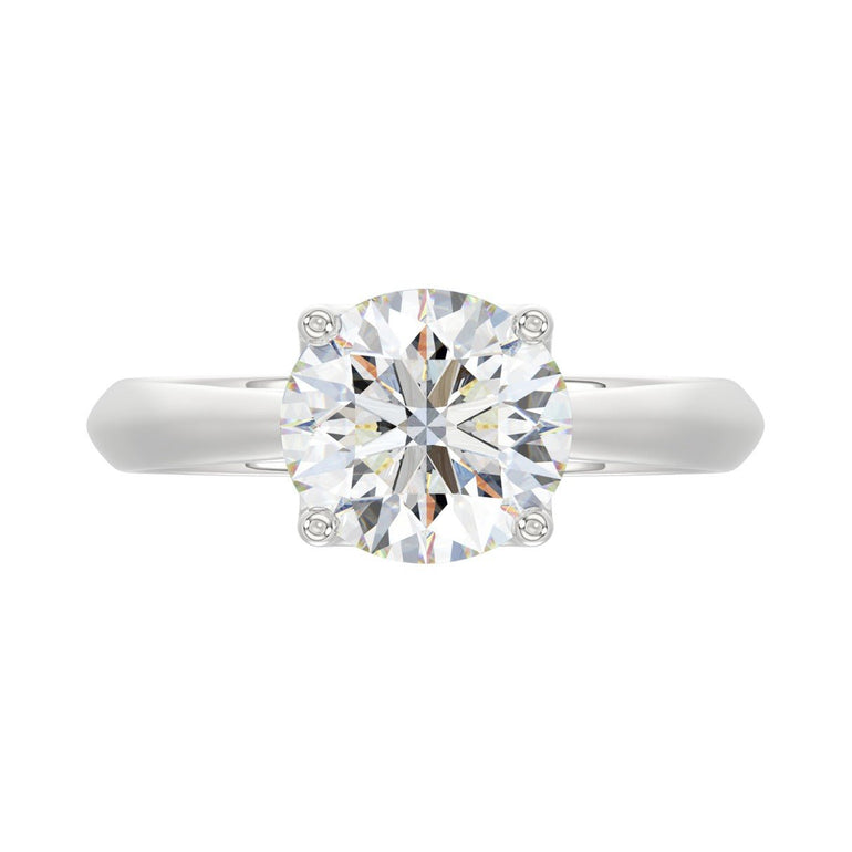 14K White Gold Solitaire Rings with 2.50Tw of Lab Grown Diamond - Miral Jewelry