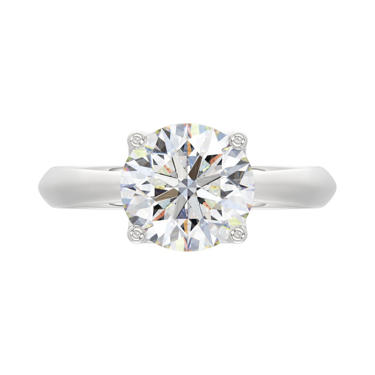 14K White Gold Solitaire Rings with 3.00Tw of Lab Grown Diamond - Miral Jewelry