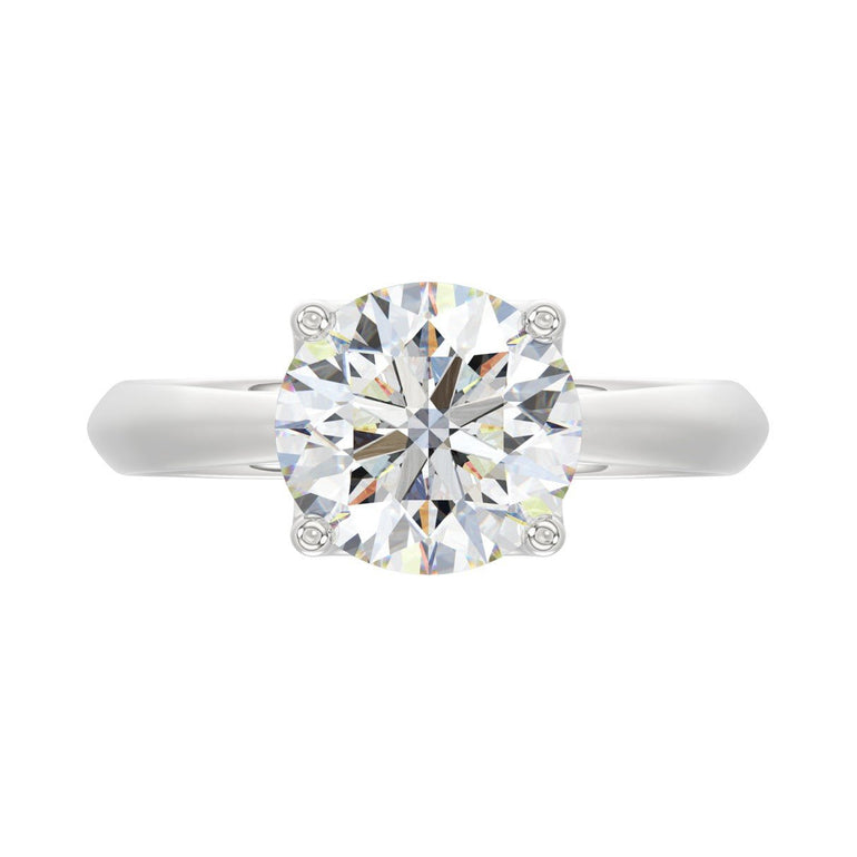 14K White Gold Solitaire Rings with 3.00Tw of Lab Grown Diamond - Miral Jewelry