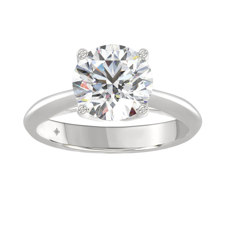 14K White Gold Solitaire Rings with 3.00Tw of Lab Grown Diamond - Miral Jewelry