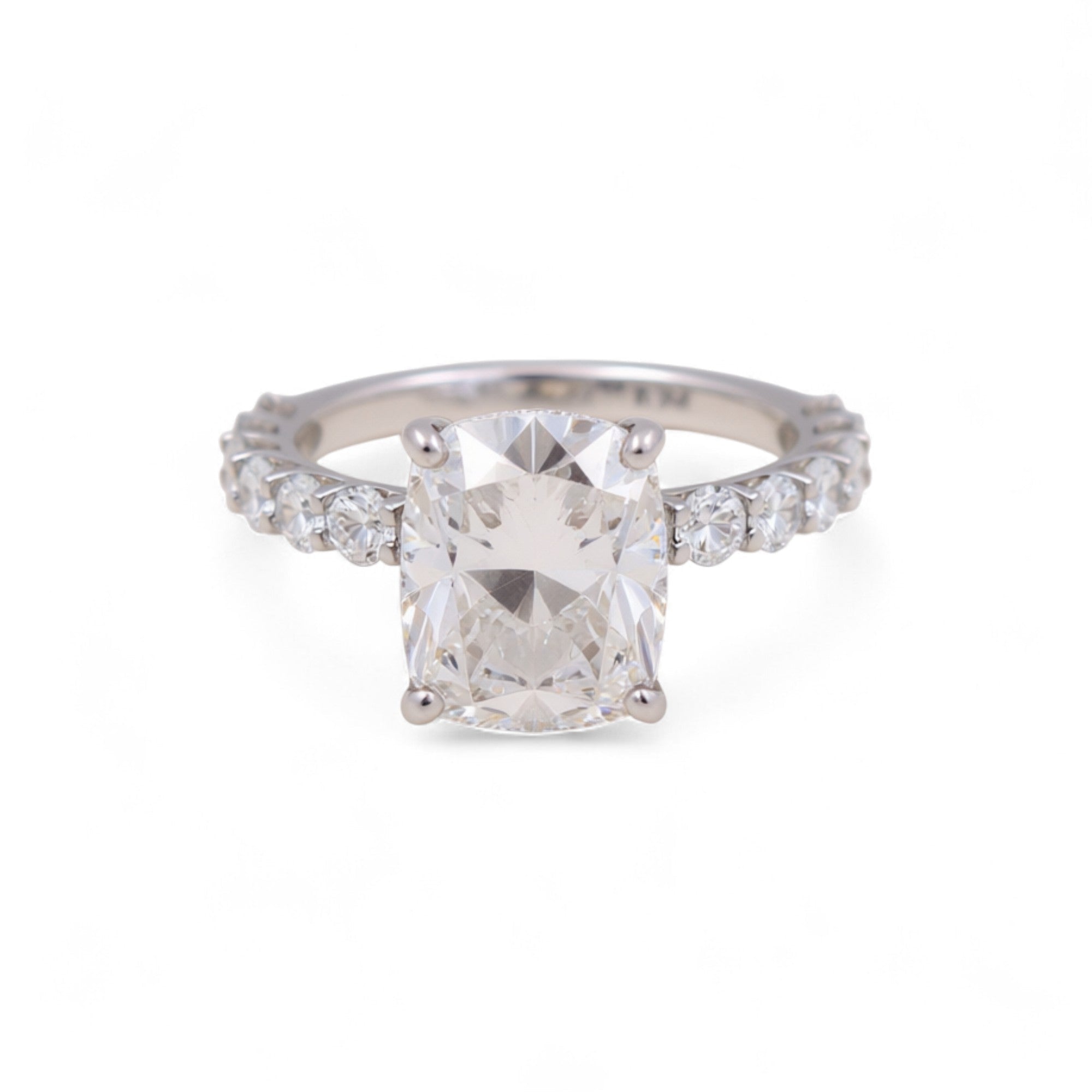 14K White Gold Solitaire Rings with 3.99Tw Emerald Lab Diamonds and Round lab Diamonds - Miral Jewelry