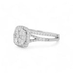 14K White Gold Square Bridal Woman Ring with Round Diamonds - Miral Jewelry