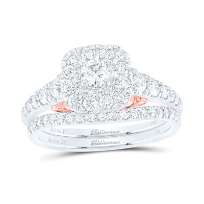 14K White Gold Square Diamond Bridal with 1.00Tw Round Diamonds - Miral Jewelry