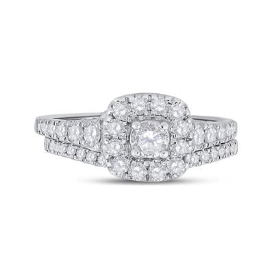 14K White Gold Square Diamond Bridal with 1.00Tw Round Diamonds - Miral Jewelry