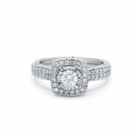 14K White Gold Square Diamond Engagement Ring with 0.93Tw Round Diamond - Miral Jewelry