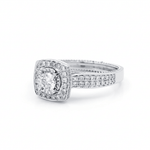 14K White Gold Square Diamond Engagement Ring with 0.93Tw Round Diamond - Miral Jewelry