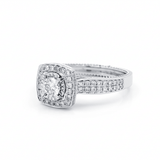14K White Gold Square Diamond Engagement Ring with 0.93Tw Round Diamond - Miral Jewelry