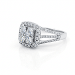 14K White Gold Square Diamond Engagement Ring with 1.69Tw Round Diamond - Miral Jewelry