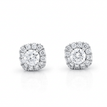 14K White Gold Square Earrings with 0.84Tw Round Lab Grown Diamond - Miral Jewelry