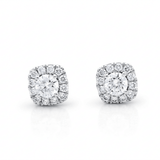 14K White Gold Square Earrings with 0.84Tw Round Lab Grown Diamond - Miral Jewelry