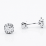 14K White Gold Square Earrings with 0.84Tw Round Lab Grown Diamond - Miral Jewelry