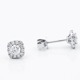 14K White Gold Square Earrings with 0.84Tw Round Lab Grown Diamond - Miral Jewelry