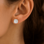 14K White Gold Square Earrings with 1.63Tw Round Lab Grown Diamond - Miral Jewelry