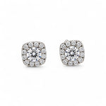 14K White Gold Square Earrings with 1.63Tw Round Lab Grown Diamond - Miral Jewelry