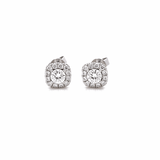 14K White Gold Square Earrings with 1.63Tw Round Lab Grown Diamond - Miral Jewelry