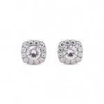 14K White Gold Square Earrings with 2.40Tw Round Lab Grown Diamond - Miral Jewelry