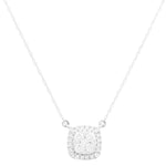 14K White Gold Square Women's Necklaces with 0.33Tw Round Diamonds - Miral Jewelry