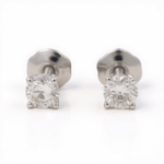 14K White Gold Stud Diamond Earrings with 0.25Tw Round Diamonds - Miral Jewelry