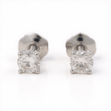 14K White Gold Stud Diamond Earrings with 0.25Tw Round Diamonds - Miral Jewelry