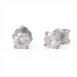 14K White Gold Stud Diamond Earrings with 0.25Tw Round Diamonds - Miral Jewelry