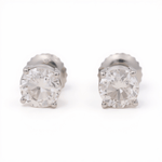 14K White Gold Stud Diamond Earrings with 1.44Tw Round Diamonds - Miral Jewelry