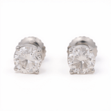 14K White Gold Stud Diamond Earrings with 1.44Tw Round Diamonds - Miral Jewelry