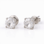 14K White Gold Stud Diamond Earrings with 1.44Tw Round Diamonds - Miral Jewelry