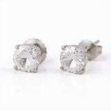 14K White Gold Stud Diamond Earrings with 1.44Tw Round Diamonds - Miral Jewelry