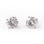 14K White Gold Stud Diamond Earrings with 2= 2.00Tw Round Diamonds DI1 Diamonds - Miral Jewelry