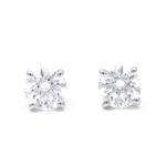 14K White Gold Stud Earrings with 2.08Tw Round Lab Grown Diamond - Miral Jewelry