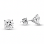 14K White Gold Stud Earrings with 2.08Tw Round Lab Grown Diamond - Miral Jewelry