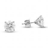 14K White Gold Stud Earrings with 2.08Tw Round Lab Grown Diamond - Miral Jewelry