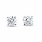 14K White Gold Stud Earrings with 2.42Tw Round Lab Grown Diamond - Miral Jewelry