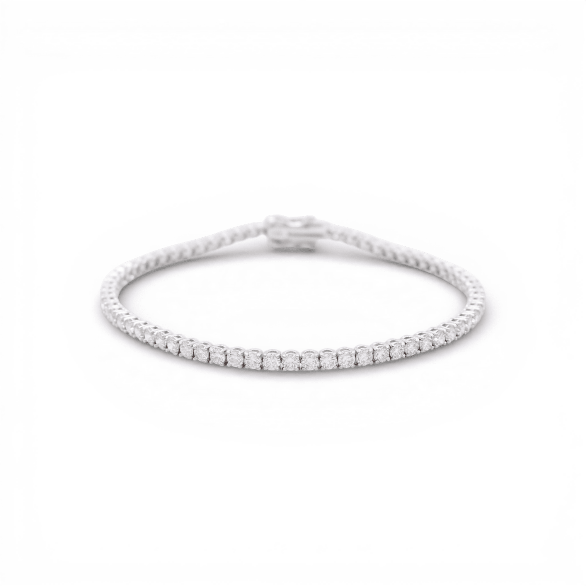 14K White Gold Tennis Bracelet with 4.09Tw Round Lab Diamond - Miral Jewelry