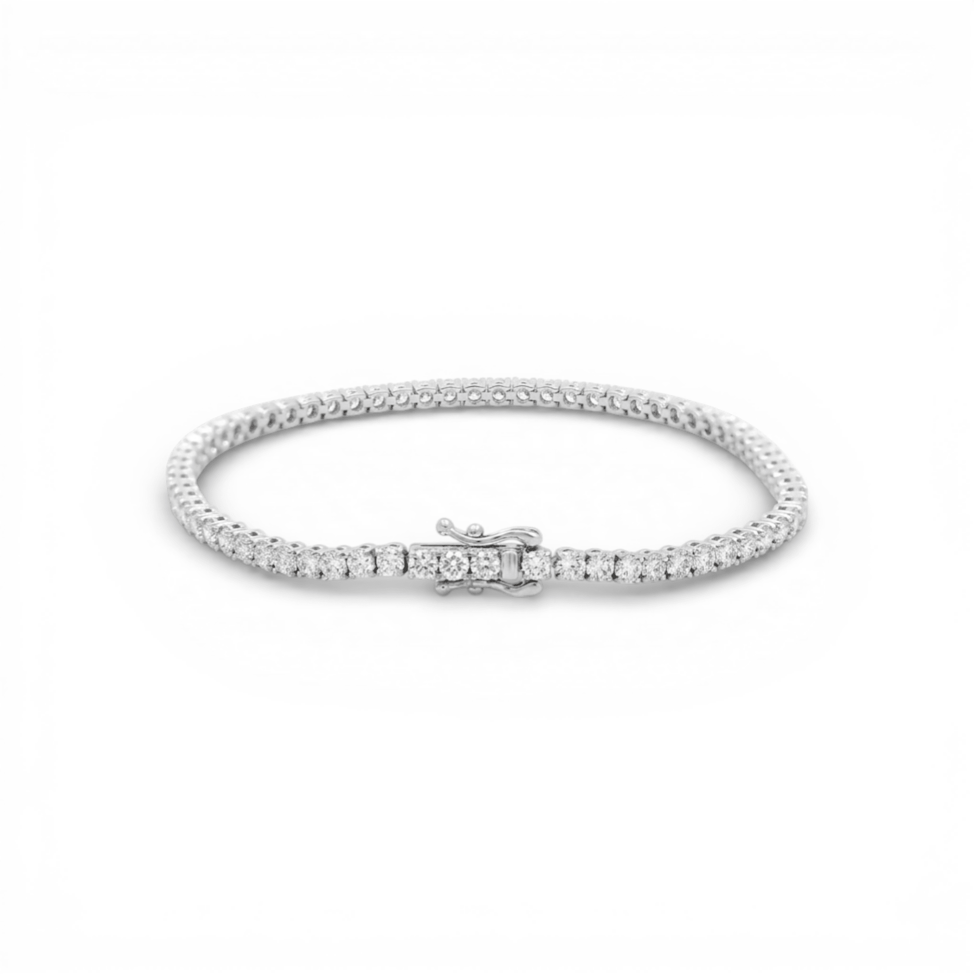14K White Gold Tennis Bracelet with 4.09Tw Round Lab Diamond - Miral Jewelry